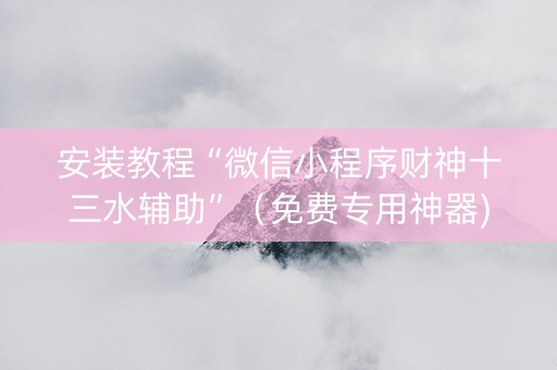安装教程“微信小程序财神十三水辅助”（免费专用神器)
