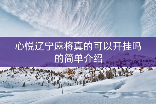 心悦辽宁麻将真的可以开挂吗的简单介绍