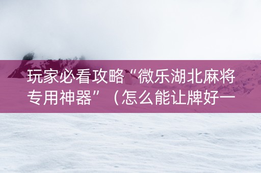 玩家必看攻略“微乐湖北麻将专用神器”（怎么能让牌好一点)