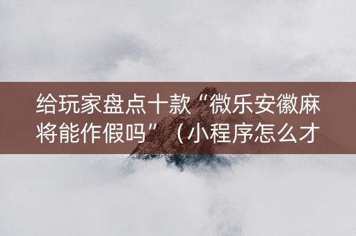 给玩家盘点十款“微乐安徽麻将能作假吗”（小程序怎么才会赢)