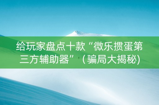 给玩家盘点十款“微乐掼蛋第三方辅助器”（骗局大揭秘)