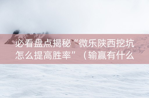 必看盘点揭秘“微乐陕西挖坑怎么提高胜率”（输赢有什么规律)