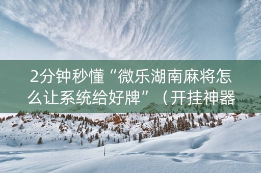 2分钟秒懂“微乐湖南麻将怎么让系统给好牌”（开挂神器下载)
