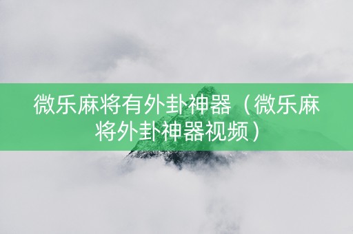 微乐麻将有外卦神器（微乐麻将外卦神器视频）