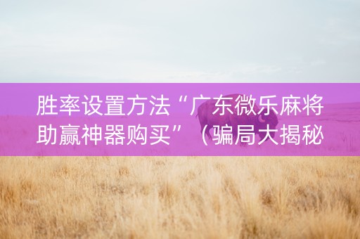 胜率设置方法“广东微乐麻将助赢神器购买”（骗局大揭秘)