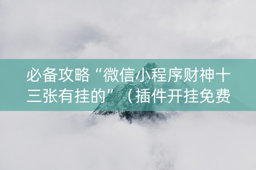 必备攻略“微信小程序财神十三张有挂的”（插件开挂免费AI)