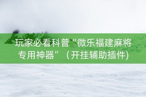 玩家必看科普“微乐福建麻将专用神器”（开挂辅助插件)