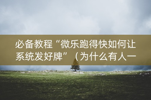 必备教程“微乐跑得快如何让系统发好牌”（为什么有人一直赢)