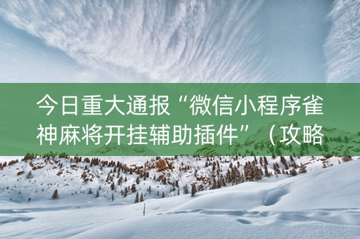 今日重大通报“微信小程序雀神麻将开挂辅助插件”（攻略插件)