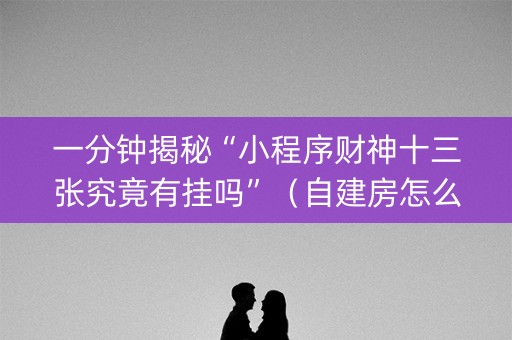 一分钟揭秘“小程序财神十三张究竟有挂吗”（自建房怎么拿好牌)