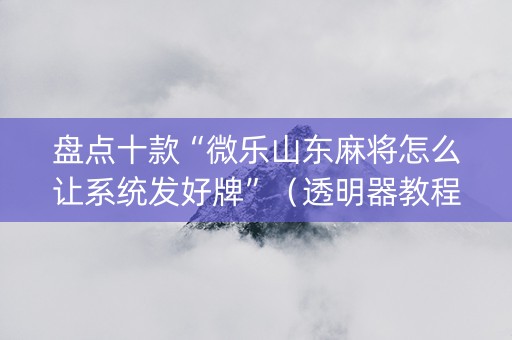 盘点十款“微乐山东麻将怎么让系统发好牌”（透明器教程)