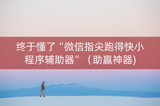 终于懂了“微信指尖跑得快小程序辅助器”（助赢神器)