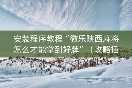 安装程序教程“微乐陕西麻将怎么才能拿到好牌”（攻略插件)