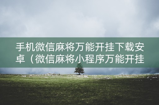 手机微信麻将万能开挂下载安卓（微信麻将小程序万能开挂器）