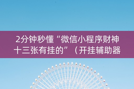 2分钟秒懂“微信小程序财神十三张有挂的”（开挂辅助器插件)