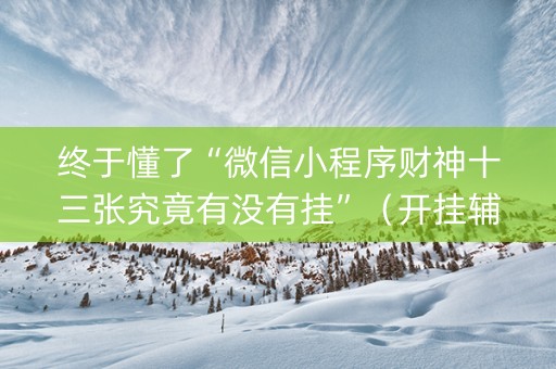 终于懂了“微信小程序财神十三张究竟有没有挂”（开挂辅助脚本)