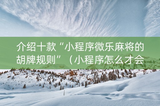 介绍十款“小程序微乐麻将的胡牌规则”（小程序怎么才会赢)