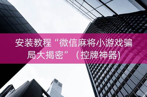 安装教程“微信麻将小游戏骗局大揭密”（控牌神器)
