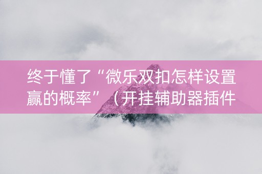 终于懂了“微乐双扣怎样设置赢的概率”（开挂辅助器插件)