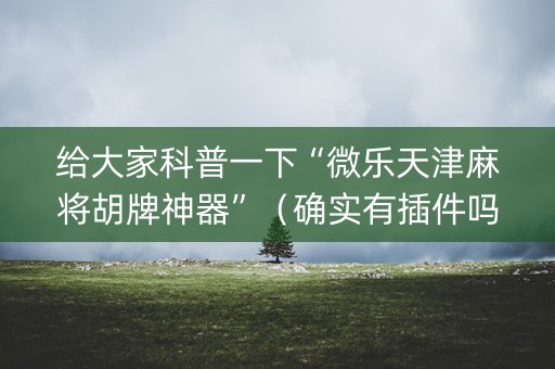 给大家科普一下“微乐天津麻将胡牌神器”（确实有插件吗)