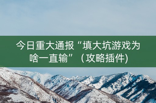 今日重大通报“填大坑游戏为啥一直输”（攻略插件)