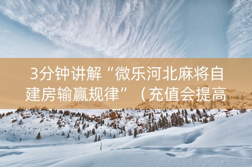 3分钟讲解“微乐河北麻将自建房输赢规律”（充值会提高胜率么)
