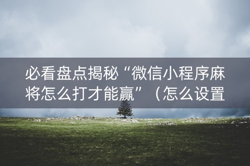 必看盘点揭秘“微信小程序麻将怎么打才能赢”（怎么设置能有好牌)