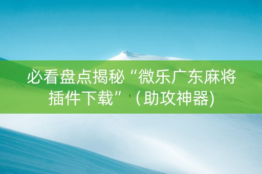 必看盘点揭秘“微乐广东麻将插件下载”（助攻神器)