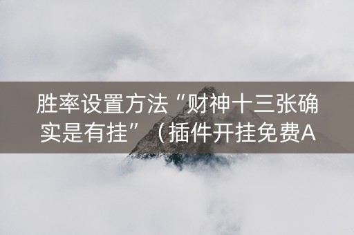 胜率设置方法“财神十三张确实是有挂”（插件开挂免费AI)