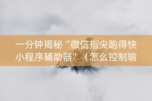 一分钟揭秘“微信指尖跑得快小程序辅助器”（怎么控制输赢)