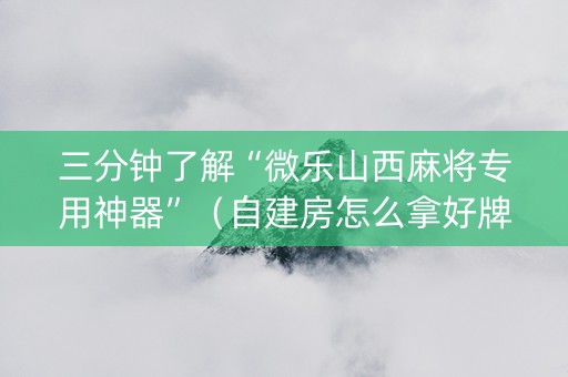 三分钟了解“微乐山西麻将专用神器”（自建房怎么拿好牌)