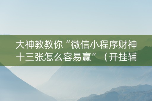 大神教教你“微信小程序财神十三张怎么容易赢”（开挂辅助器脚本)