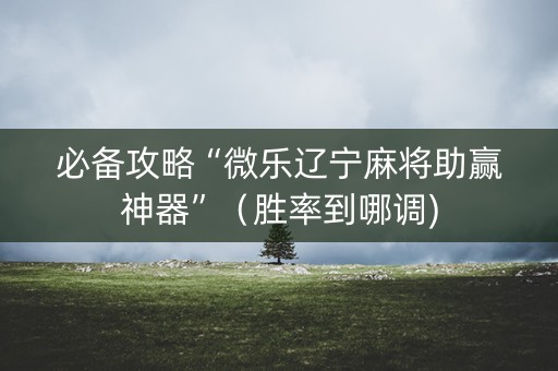 必备攻略“微乐辽宁麻将助赢神器”（胜率到哪调)