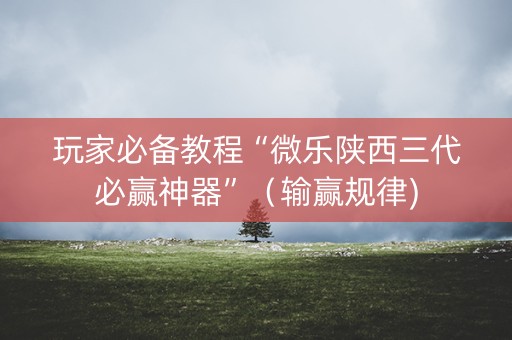 玩家必备教程“微乐陕西三代必赢神器”（输赢规律)