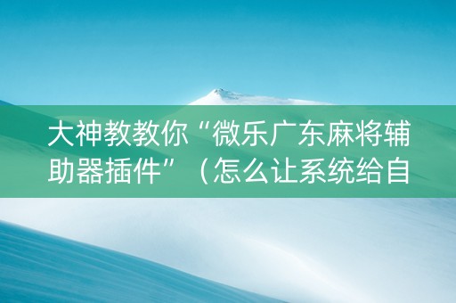 大神教教你“微乐广东麻将辅助器插件”（怎么让系统给自己好牌)
