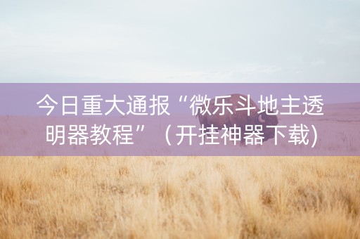 今日重大通报“微乐斗地主透明器教程”（开挂神器下载)