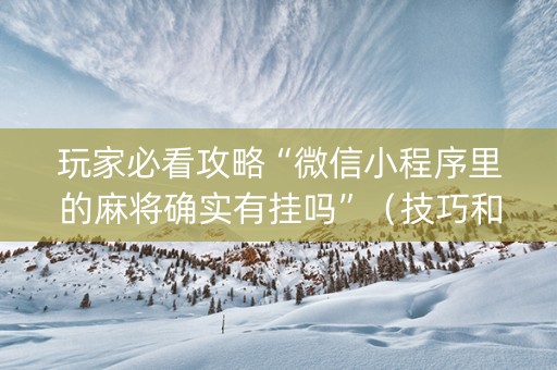 玩家必看攻略“微信小程序里的麻将确实有挂吗”（技巧和打好牌方法)