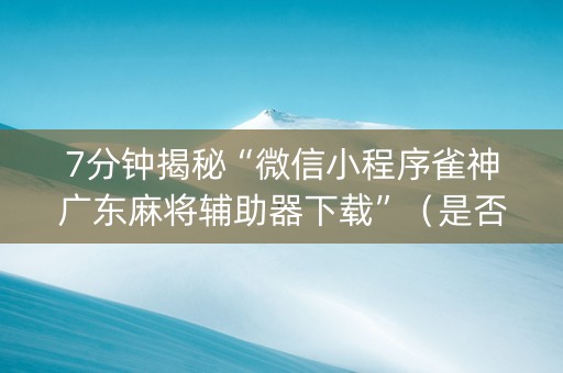 7分钟揭秘“微信小程序雀神广东麻将辅助器下载”（是否能开挂)