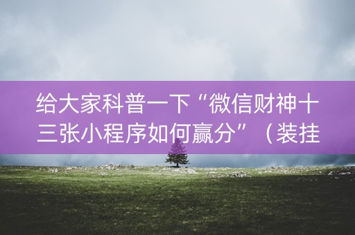 给大家科普一下“微信财神十三张小程序如何赢分”（装挂怎么安装)