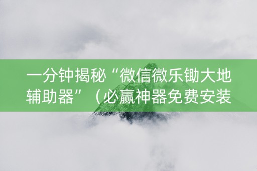 一分钟揭秘“微信微乐锄大地辅助器”（必赢神器免费安装)