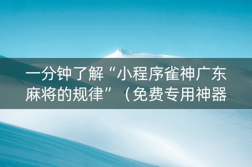 一分钟了解“小程序雀神广东麻将的规律”（免费专用神器)