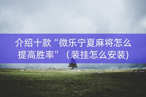 介绍十款“微乐宁夏麻将怎么提高胜率”（装挂怎么安装)