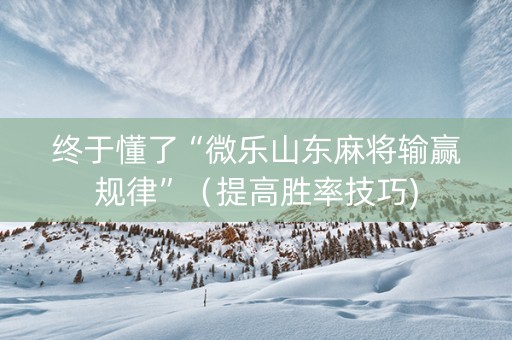 终于懂了“微乐山东麻将输赢规律”（提高胜率技巧)