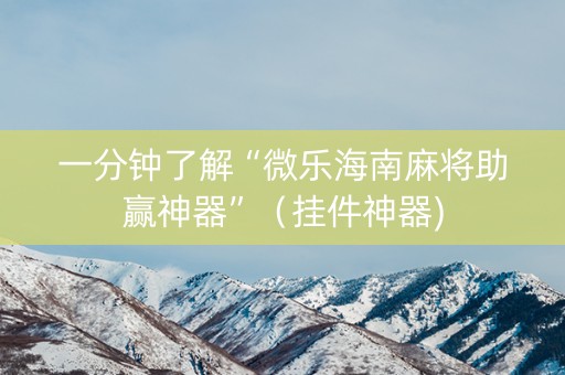 一分钟了解“微乐海南麻将助赢神器”（挂件神器)