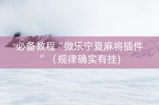 必备教程“微乐宁夏麻将插件”（规律确实有挂)