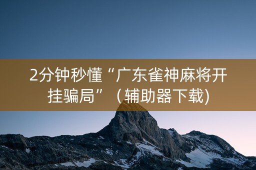 2分钟秒懂“广东雀神麻将开挂骗局”（辅助器下载)