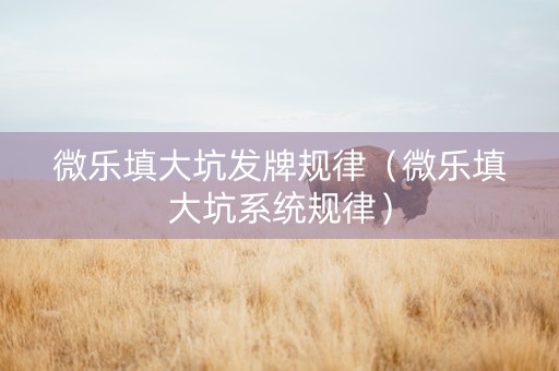 微乐填大坑发牌规律（微乐填大坑系统规律）