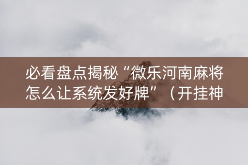 必看盘点揭秘“微乐河南麻将怎么让系统发好牌”（开挂神器下载)