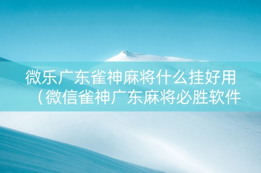 微乐广东雀神麻将什么挂好用（微信雀神广东麻将必胜软件）