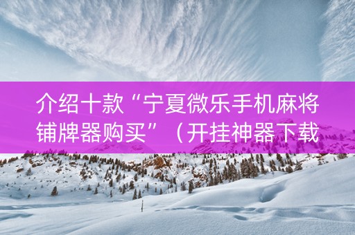 介绍十款“宁夏微乐手机麻将铺牌器购买”（开挂神器下载)